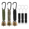 3 Aluminum Bear Bells and 3 Emergency Whistles for Hiking – 6 Outdoor Safety Gear Set